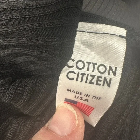 COTTON CITIZEN Ibiza Ribbed Polo Dress Black Long Sleeve Knit Mini Size M - Picture 7 of 7